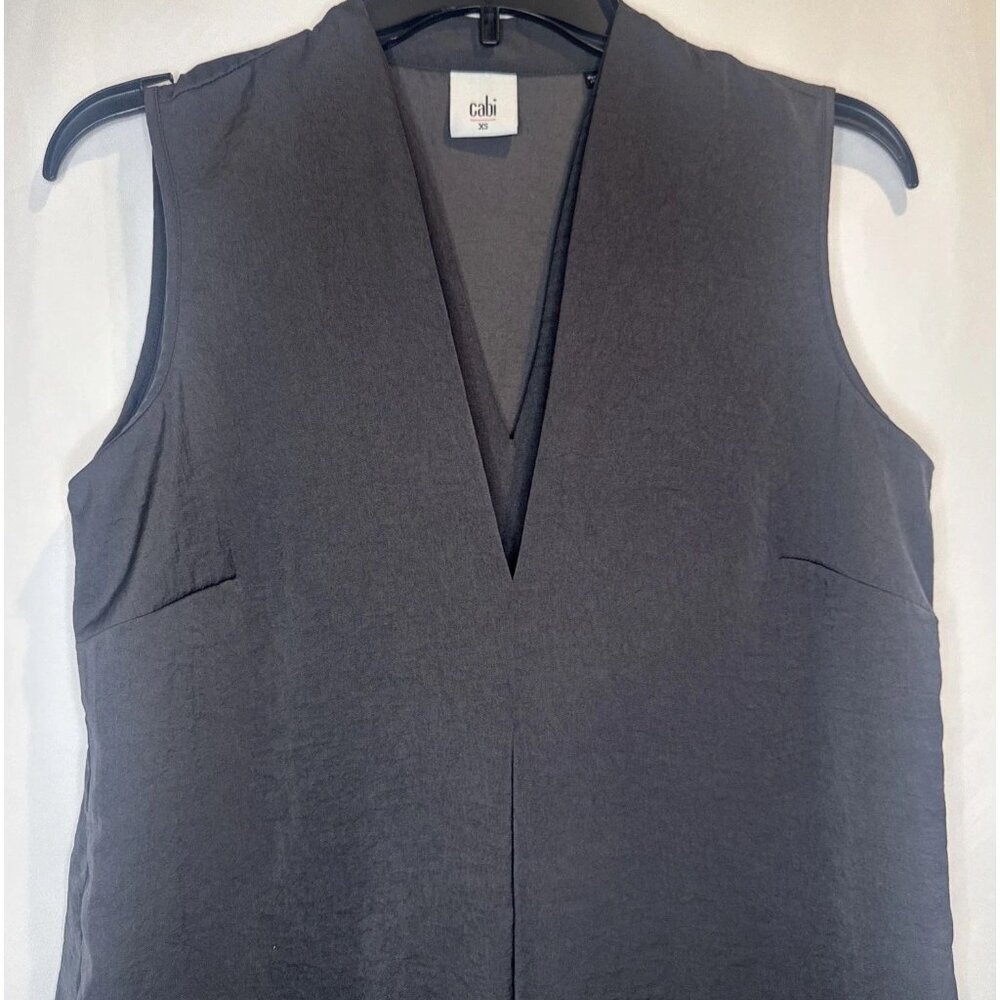 CABI Women’s Iron Charcoal Gray Veneer Sleeveless Blouse Top Sz XS - Picture 2 of 9